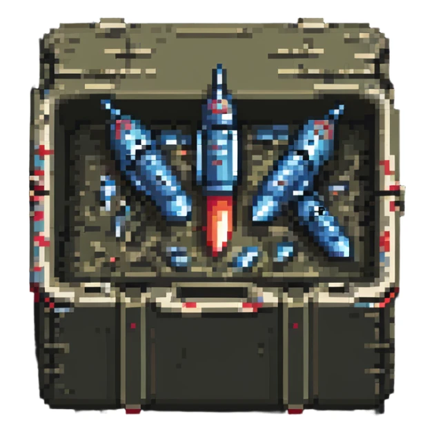 A military box filled with combat missiles sticker