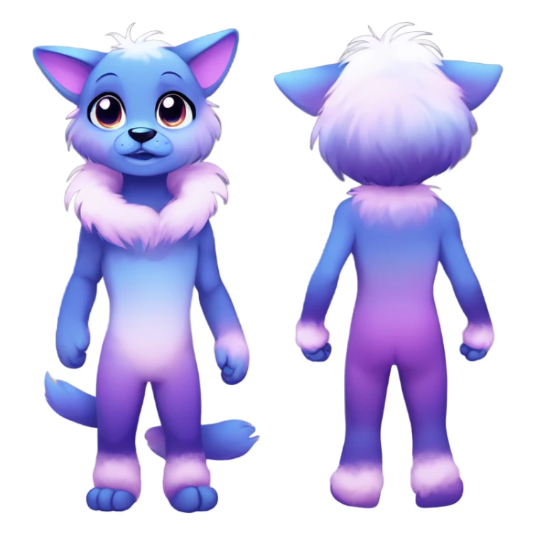 Adorable innocent cute gradient-Sparkle-nebula-fursona anthropomorphic furry full body sticker