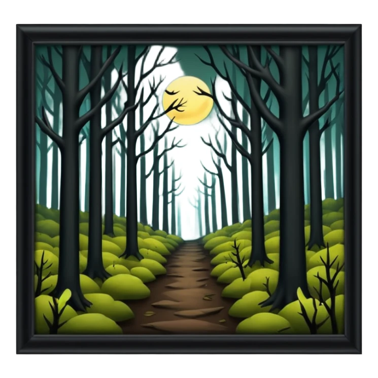 a dark, scary forest outside the fence sticker