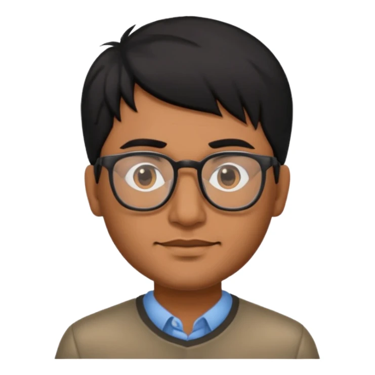 Indian man with black hair and glasses  sticker