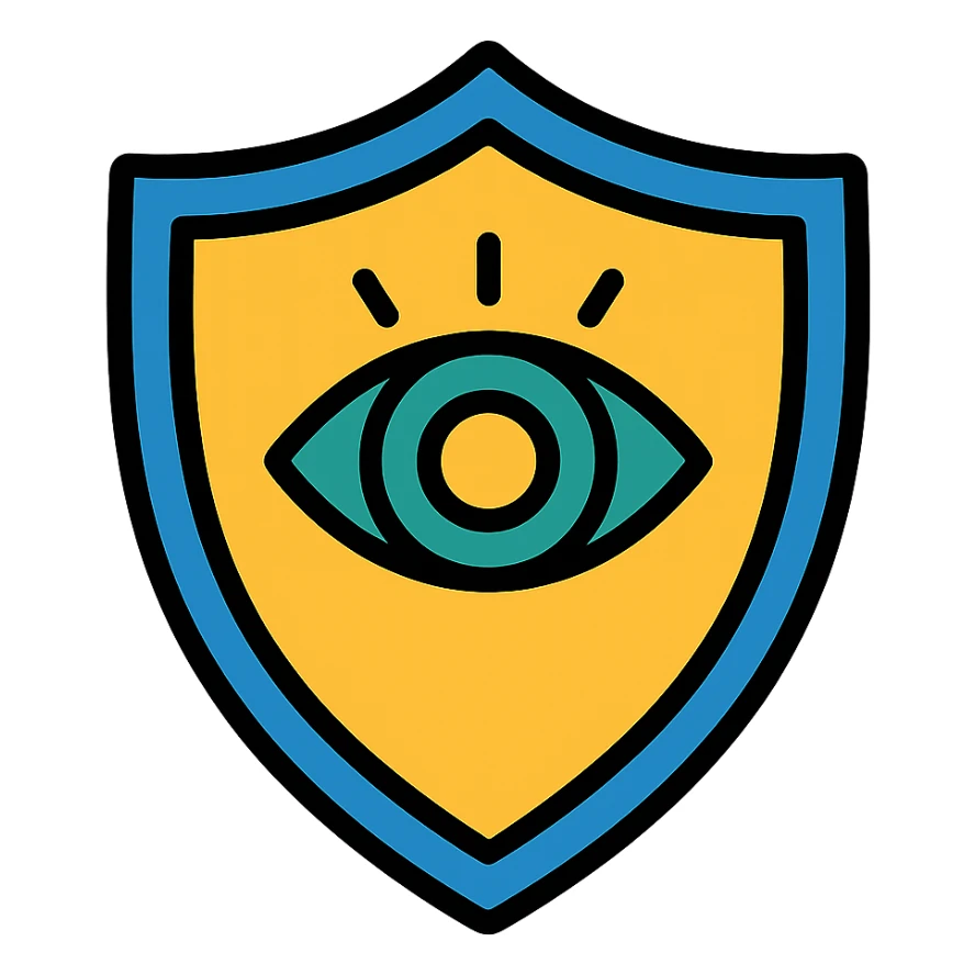 a shield featuring the Eye of Ibad, stylized and bold, fantasy icon sticker