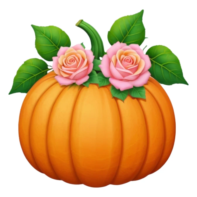 pastel pumpkin with roses and leaves sticker
