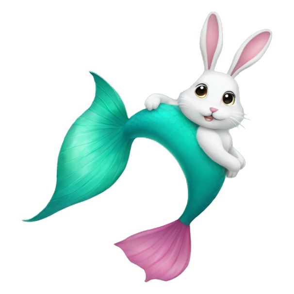 bunny swimming with a mermaid tail sticker