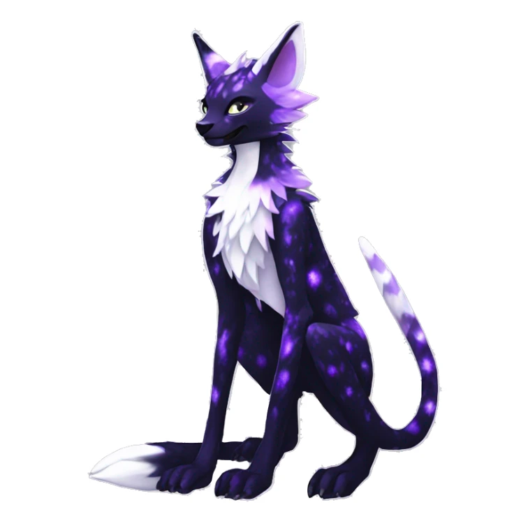 Epic Edgy Black White Purple ethereal eldritch Sergal-shiny sparkle starry Serval-Fionbri full body sticker