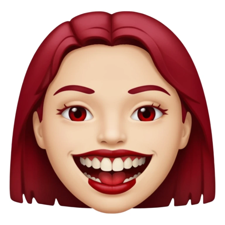 Close-up mouth with parted lips, teeth stained dark red, erotic menace sticker