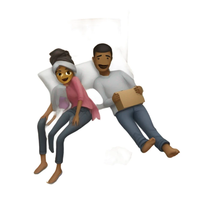 A girl and a guy took shelter under the bed sticker