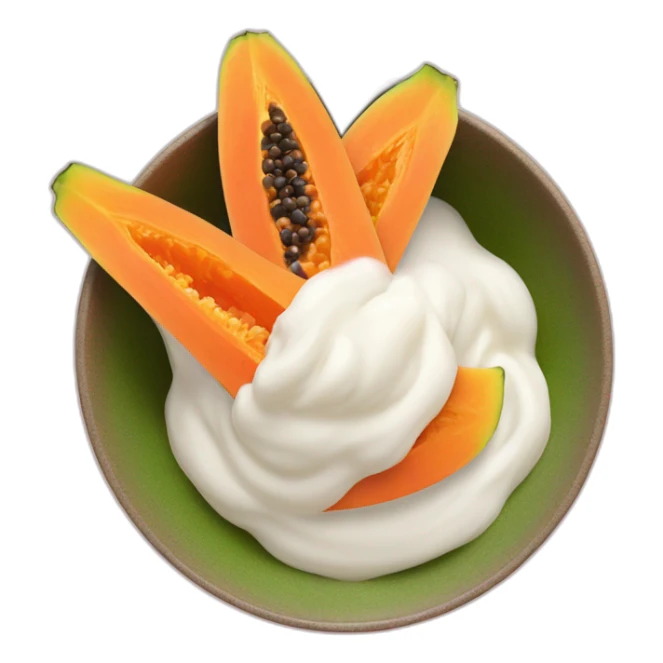 papaya slices with white milk powder as topping on a bowl sticker