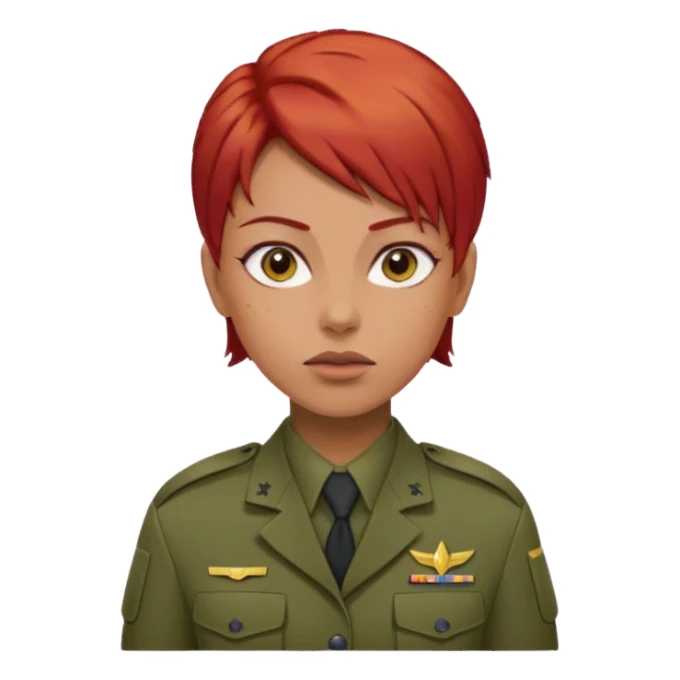 female soldier red hair style sticker