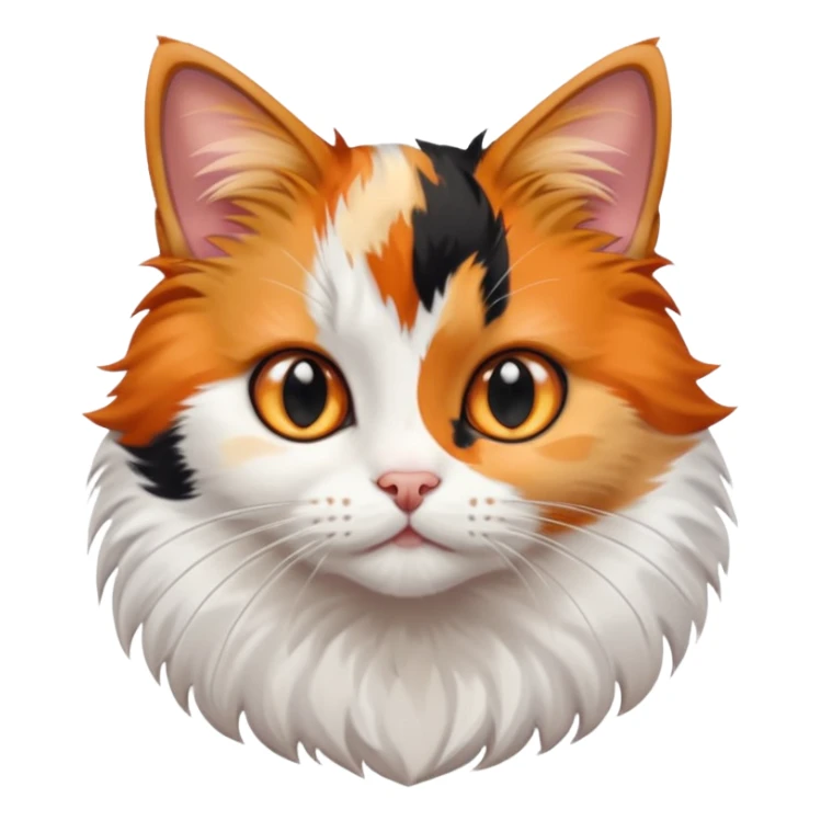 A high-resolution photo-realistic digital illustration of a calico cat kitten sticker