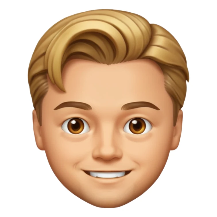 young Leonardo DiCaprio emoji with classic 90s hairstyle and charming smile sticker