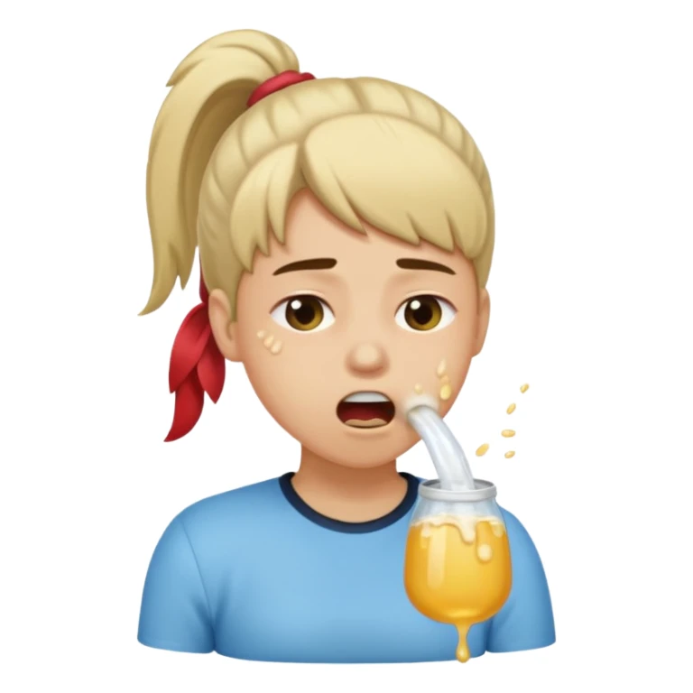 I want to have the regular puke emoji (this one :face_with_open_mouth_vomiting: ) but with a pony tail, like Ariana Grande sticker