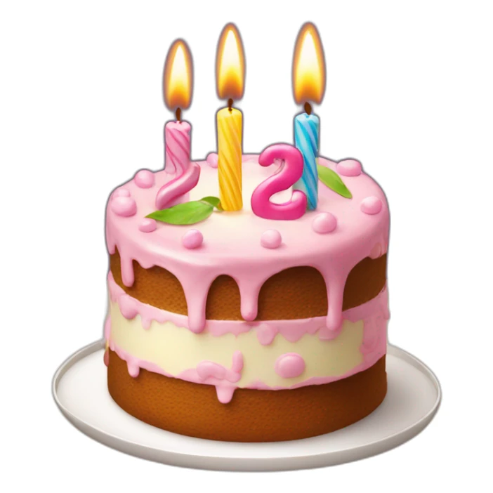 Birthday cake with a candle number 26 sticker