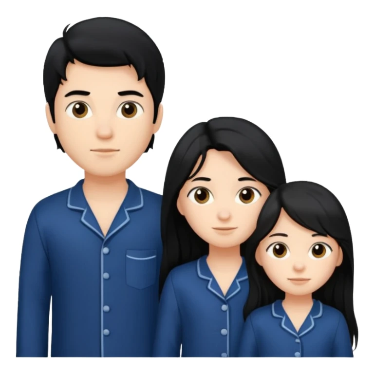 black haired boy and long haired girl in navy blue pajamas sticker