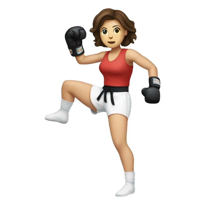 Brunette white Woman kickboxing with a cast on her lag sticker