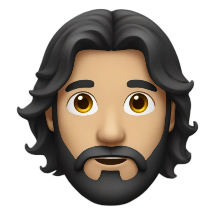 man with long black hair and a beard sticker
