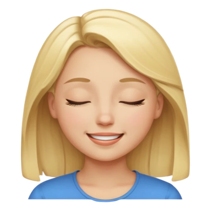 Happy blonde girl with eyes closed and mouth smiling sticker
