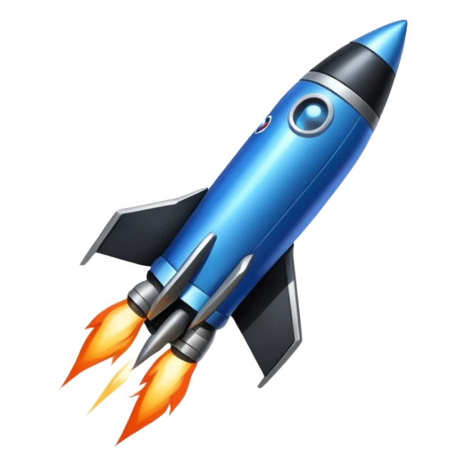Rocket, dark black blue, inclined sticker