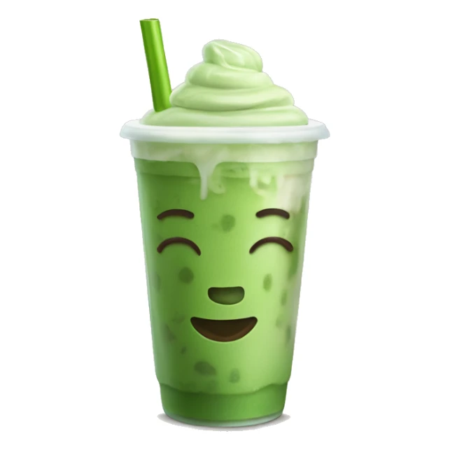 Iced matcha latte to go cup with straw sticker