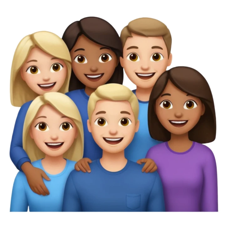 4 inclusive friends (3 girls and 1 man) laughing sticker