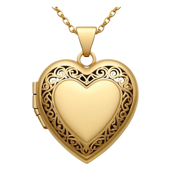 Dainty gold heart locket necklace with detailed designs  sticker
