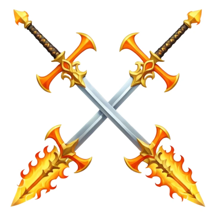 Two fiery royal golden swords in a cross sticker