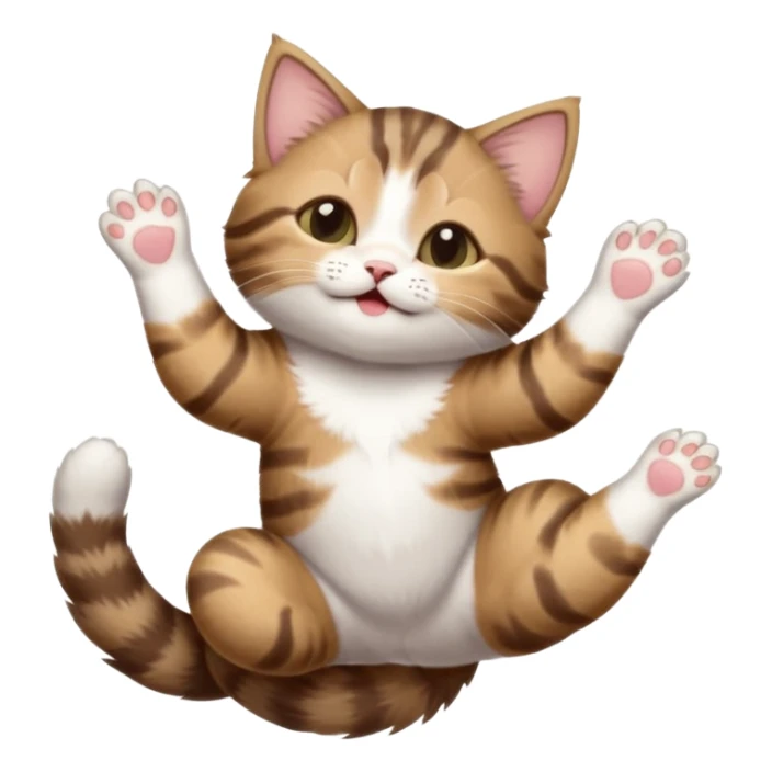 dark brown tabby and white kitten with his eyes closed whilst in funny positions stretched out and  upside down sticker