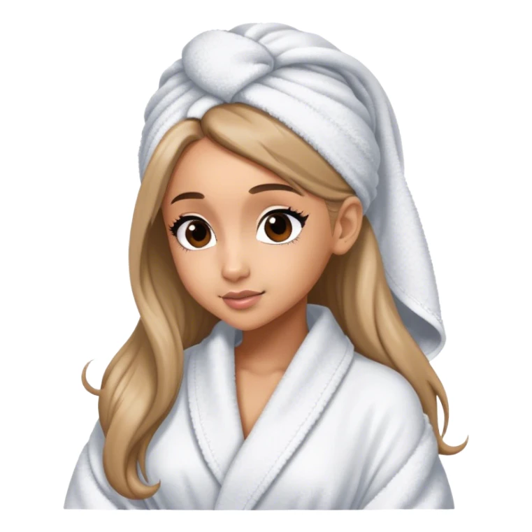 ariana grande in bath robe with hair towel sticker