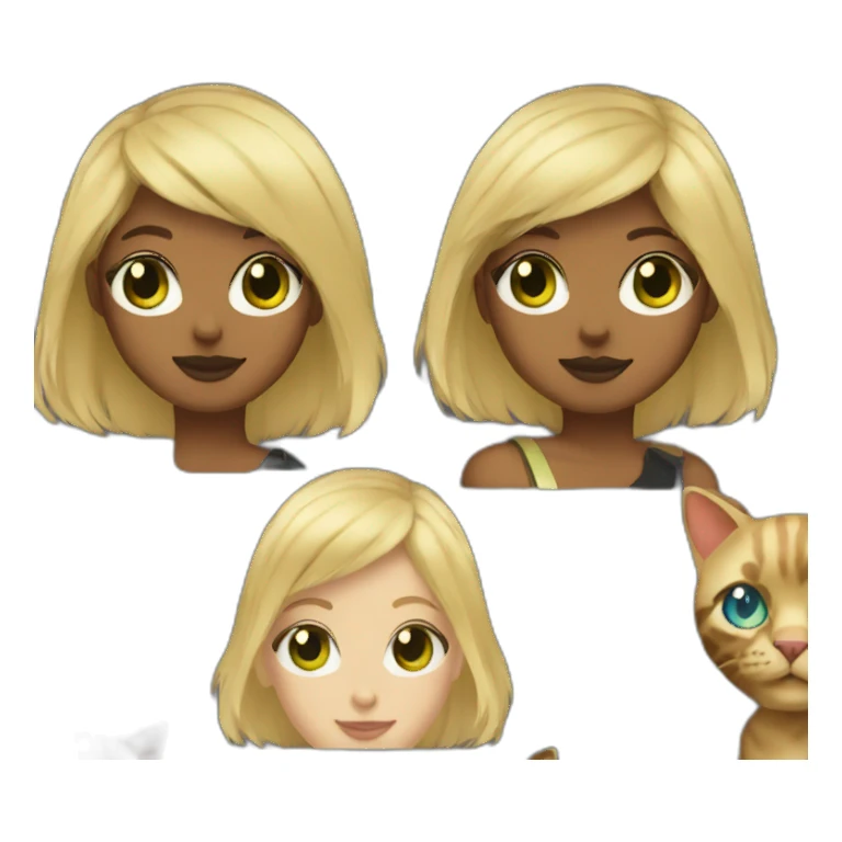 Blonde with short hair blue green eyes with a dark tortoise shell cat sticker
