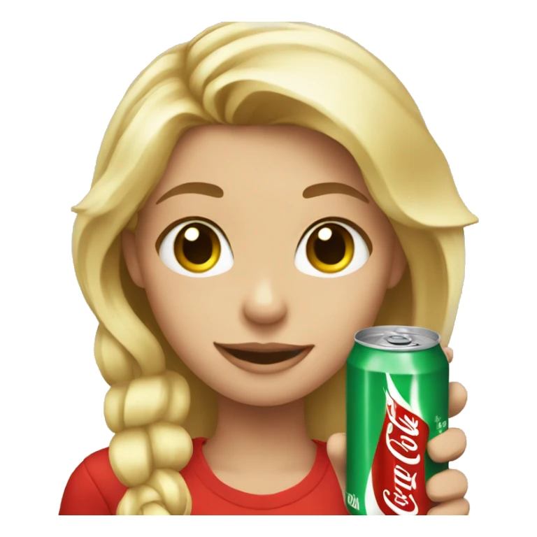 Blonde girl holding a coke can sticker