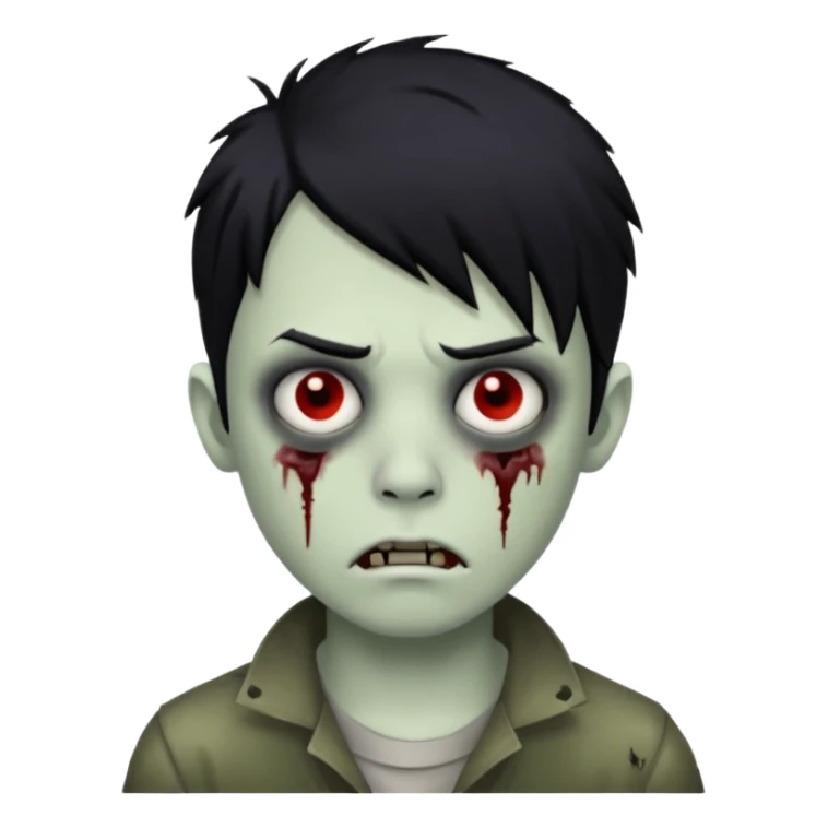 boy zombie with black hair emo sticker