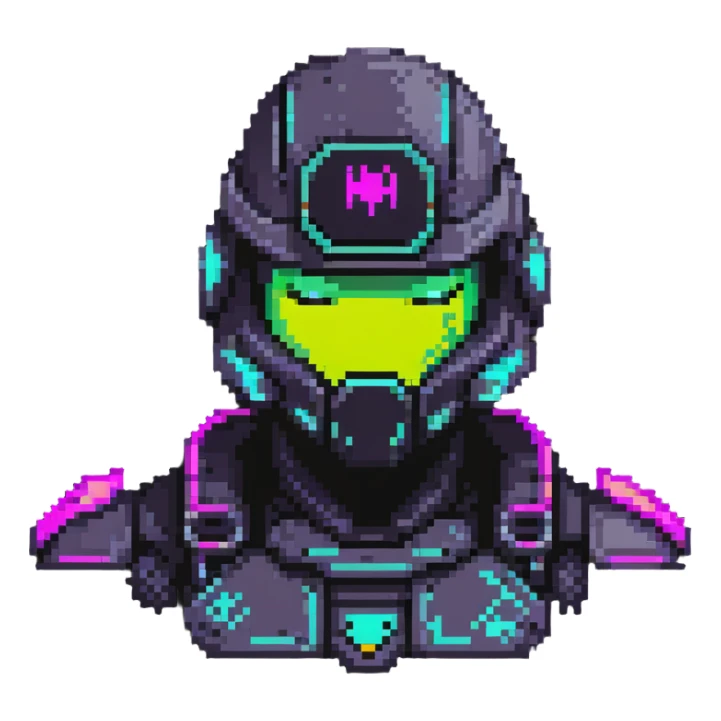 cyberpunk warrior with neon helmet sticker