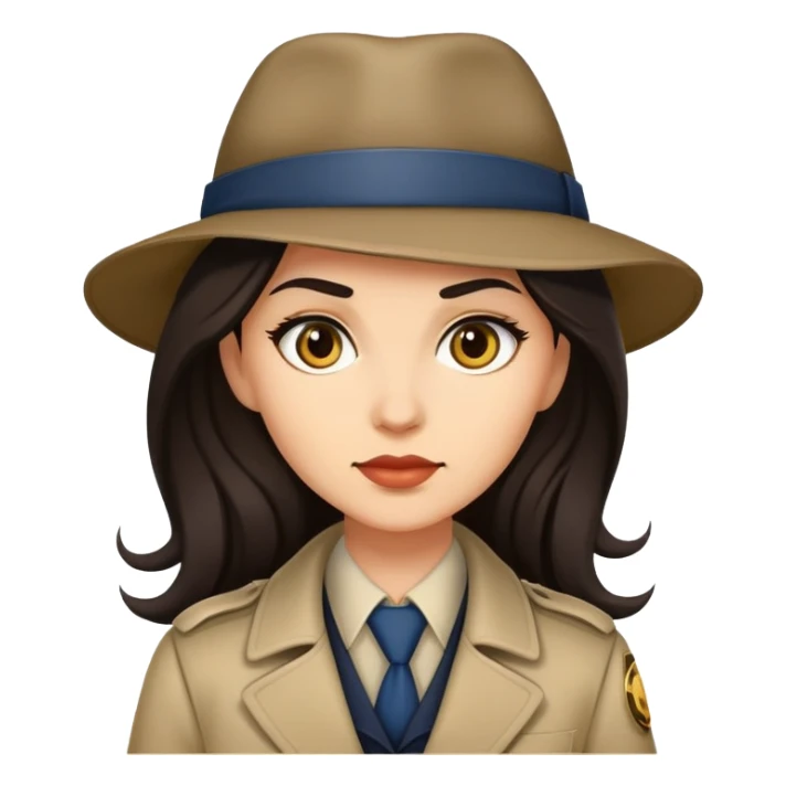 lady detective light medium skin tone, long dark hair sticker