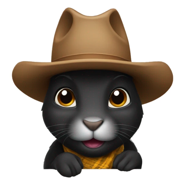 black rabbit with a cowboy hat and ears poking out sticker