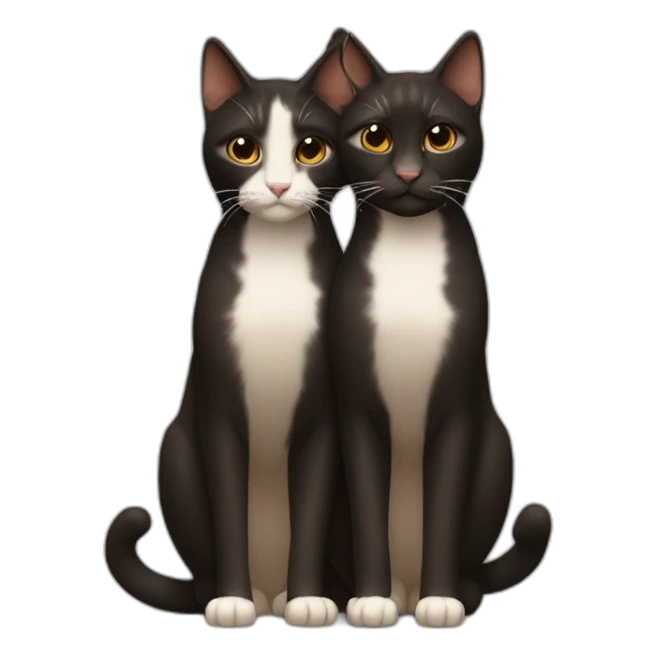 two black and brown cats kiss sticker