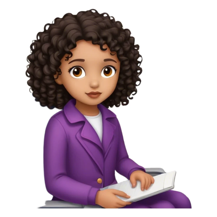 little girl with black colored curls and brown eyes on an airplane  sticker