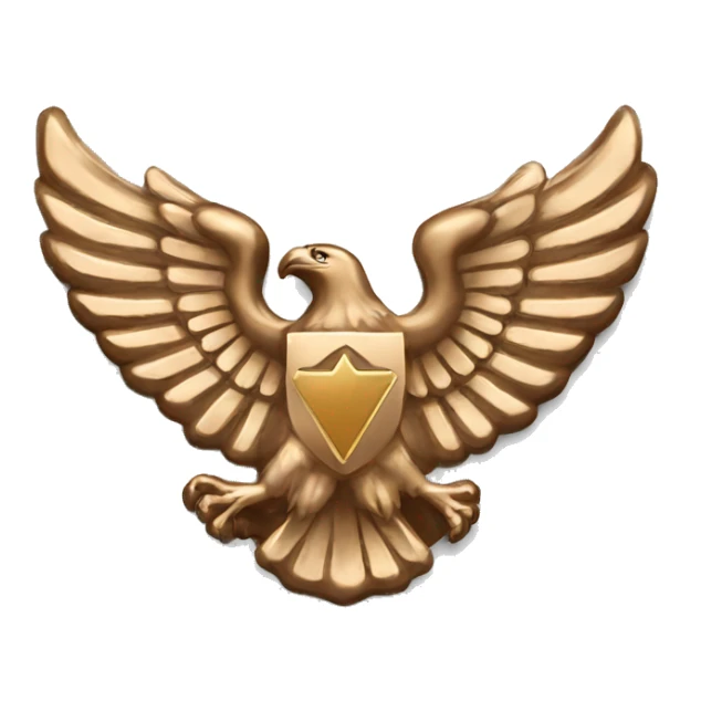 Bronze military badge with stars and an eagle sticker
