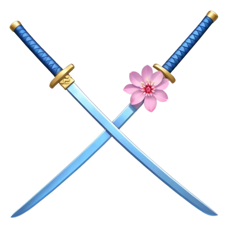 Blue katana with sakura flowers behind it sticker