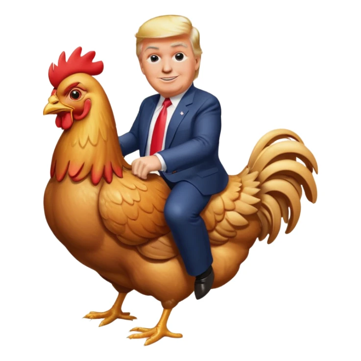 Donald Trump riding a chicken  sticker