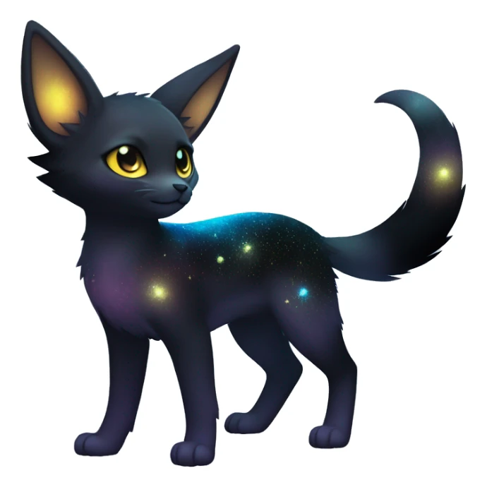 Shiny Sparkly Nebula-gradient-colored Galaxy Umbreon-Litten full body sticker