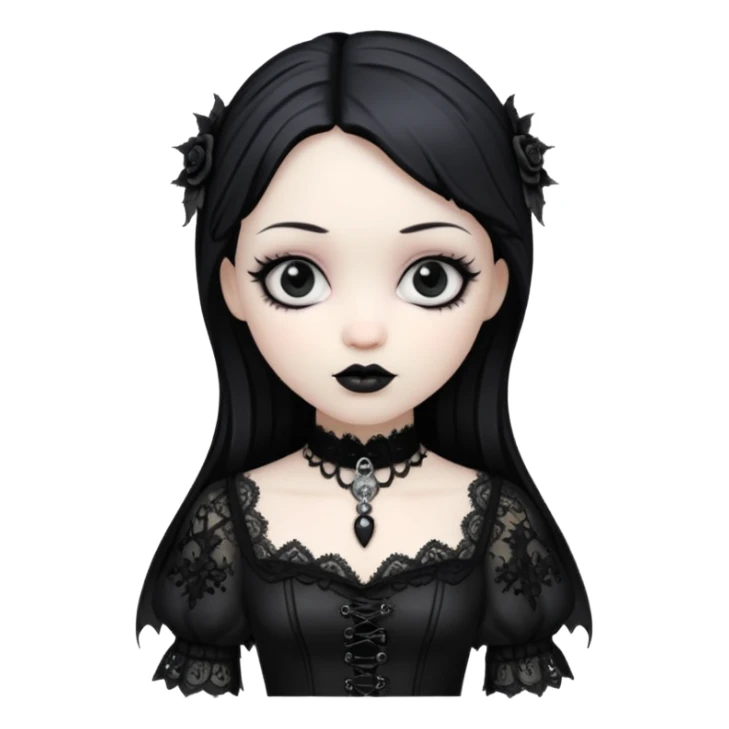 gothic girl, gothic style, vinyl figure, lace and dark accents sticker
