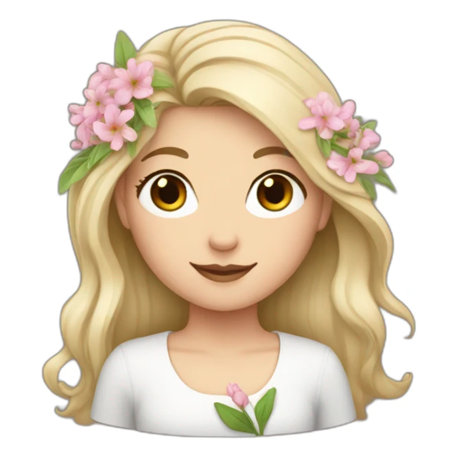 white girl with flowers sticker