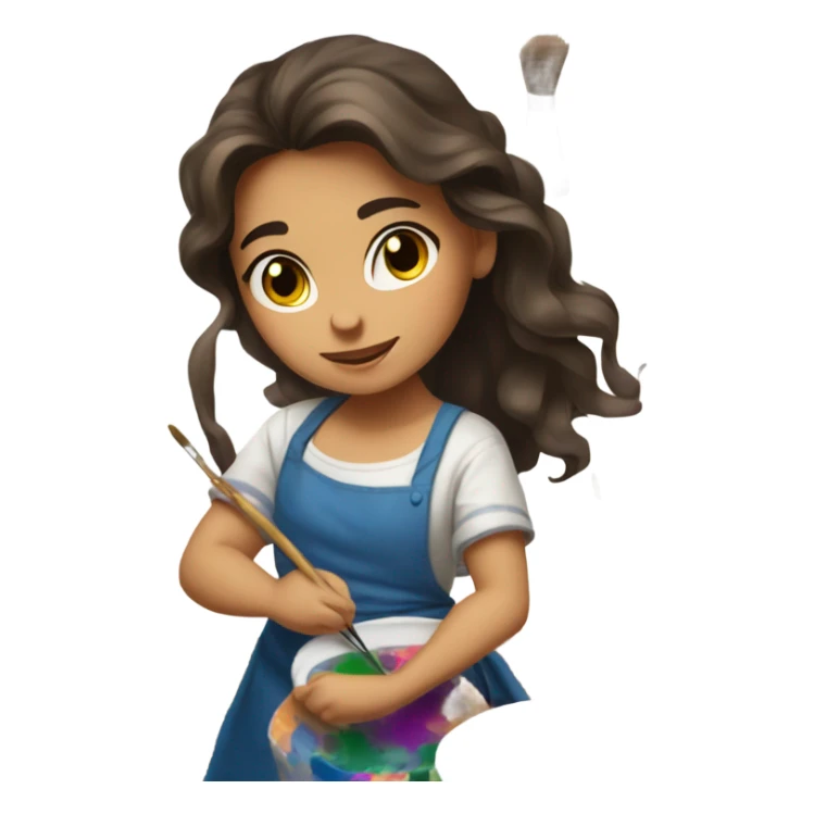 Brunette girl painting  sticker