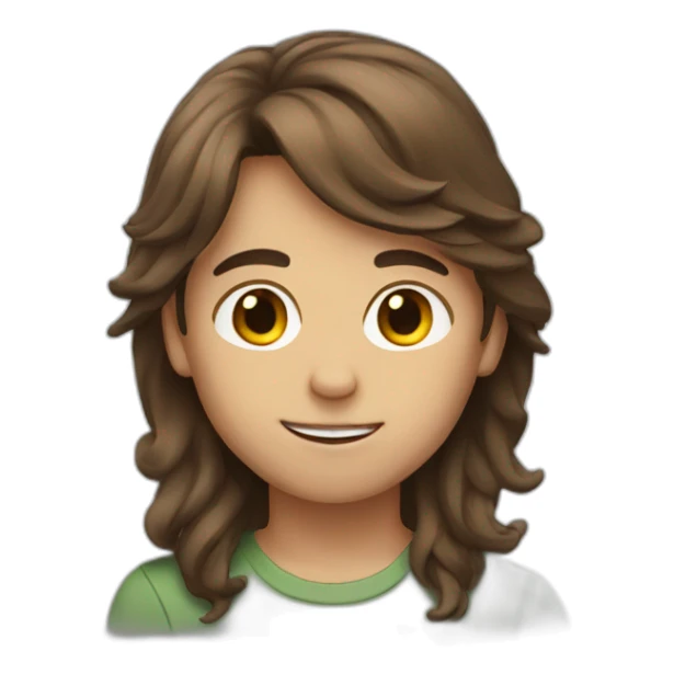 boy with long brown hair sticker