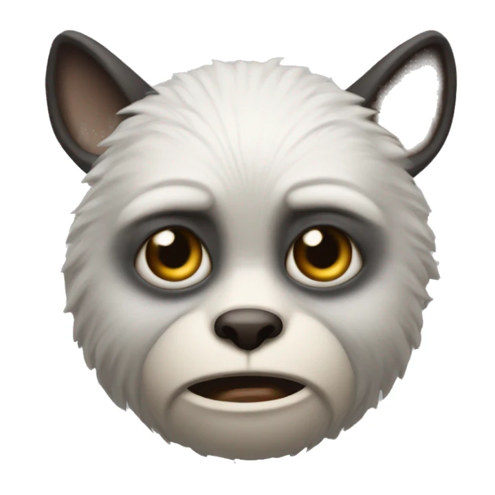 Un mapache de frente solo la cara con las ojeras bien marcadas sticker