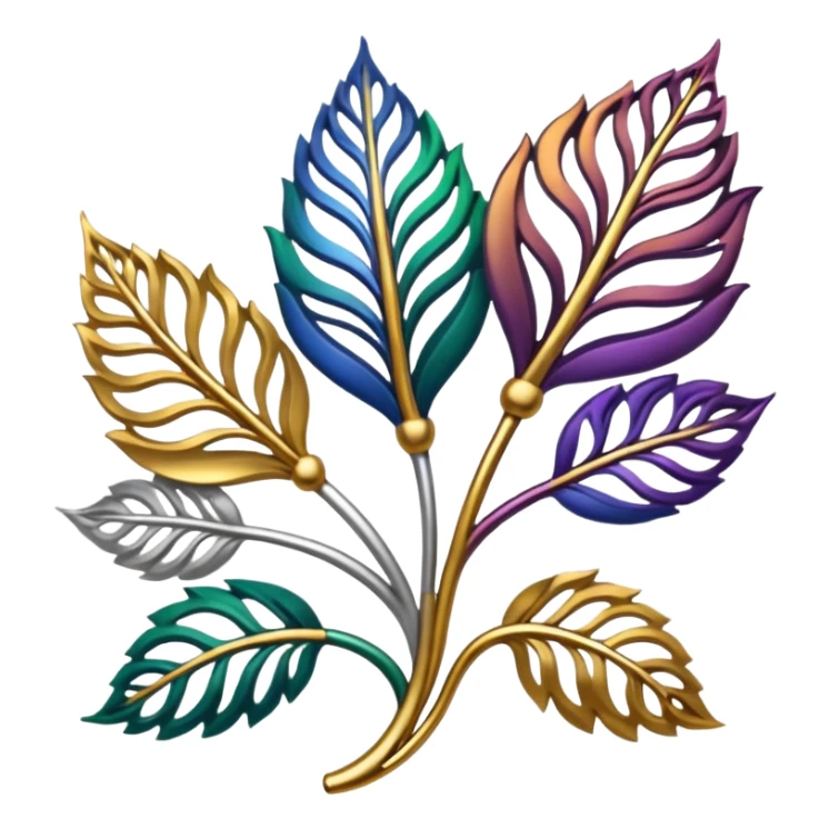 dark rainbow filigree design, leaf shapes, flower shapes, nature shapes sticker