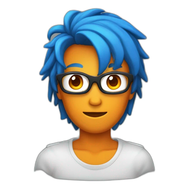 Un mec noir avec des cheveux de couleur bleu et orange moutard sur le visage des symboles doré. Des cornes de bélier orange moutard sticker