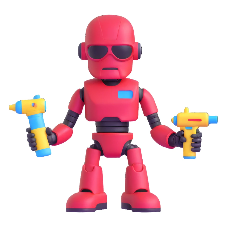 Terminator robot with water gun at Thai Songkran water festival sticker