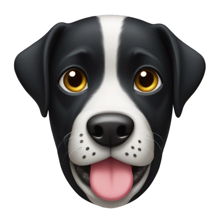 Black dog with white belly with sock in his mouth  sticker