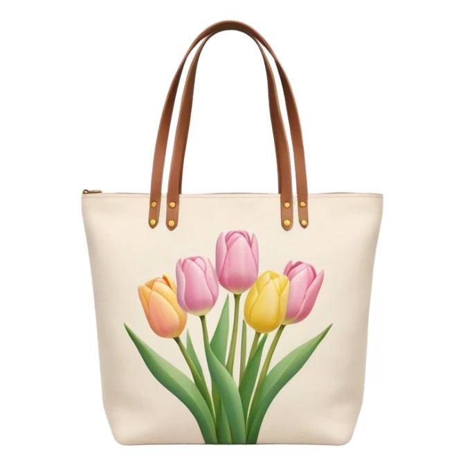 canvas tote bag with pastel tulips sticker