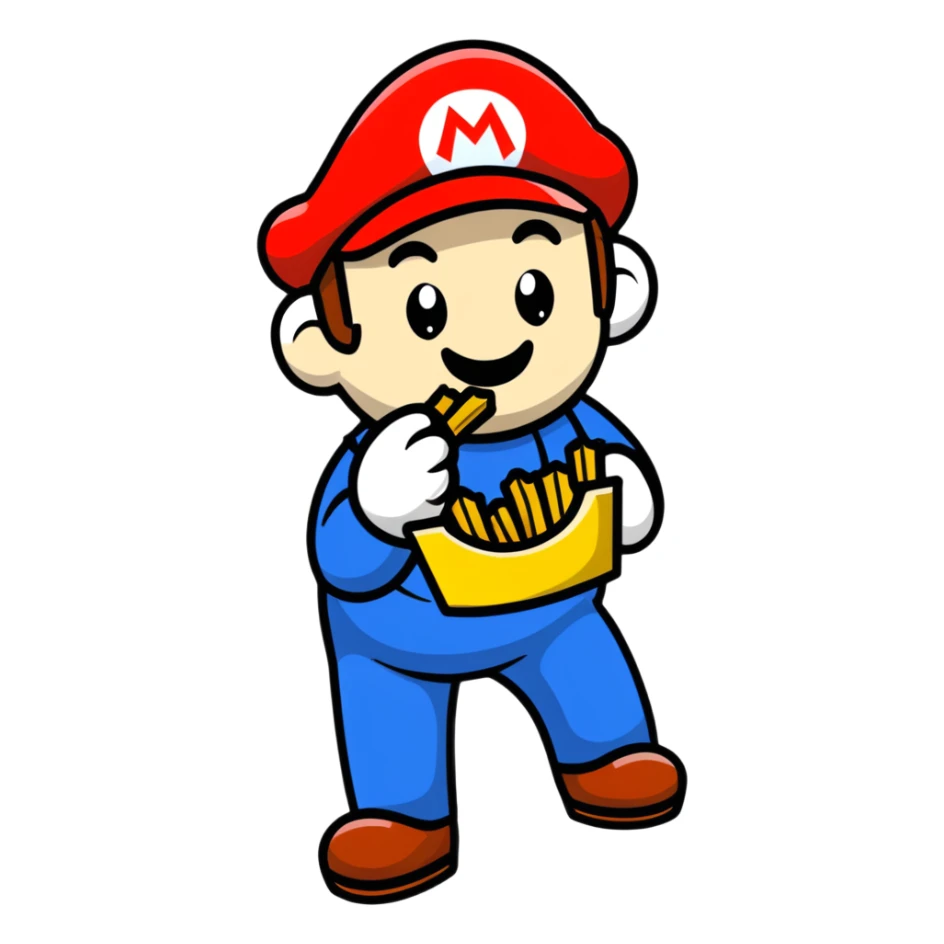 Mario eating french fries sticker